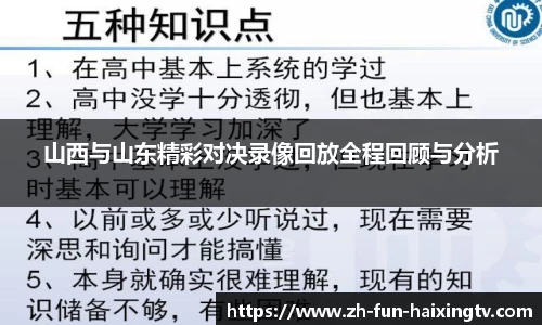 山西与山东精彩对决录像回放全程回顾与分析